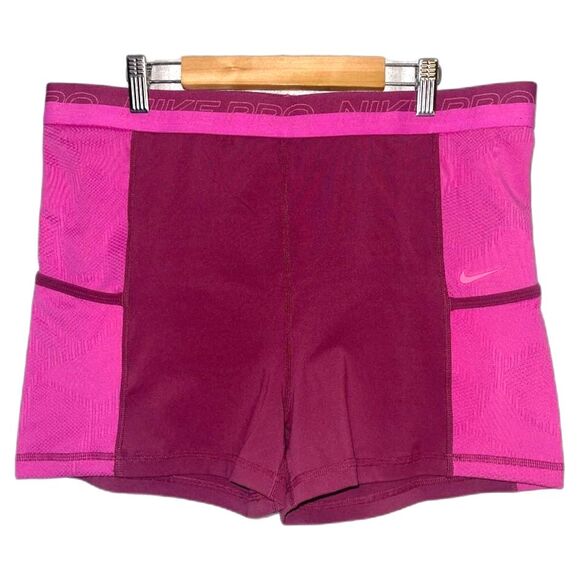 NWT Nike Pro High-Waisted 3" Training Shorts w/ Pockets, Rosewood, Women's XL - Picture 1 of 8
